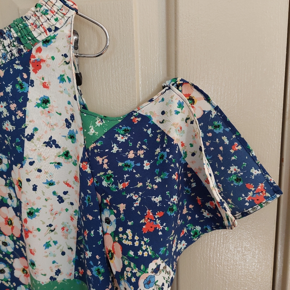 Zara Basic Cold Shoulder Patchwork Dress Size S - image 5